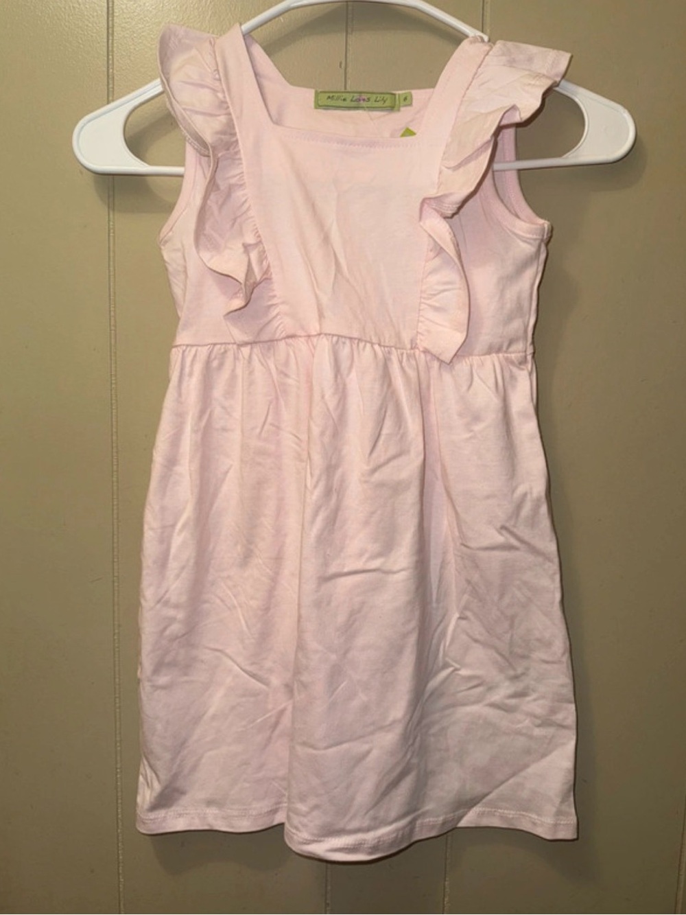 Light Pink Ruffle Shoulder Kids Dress